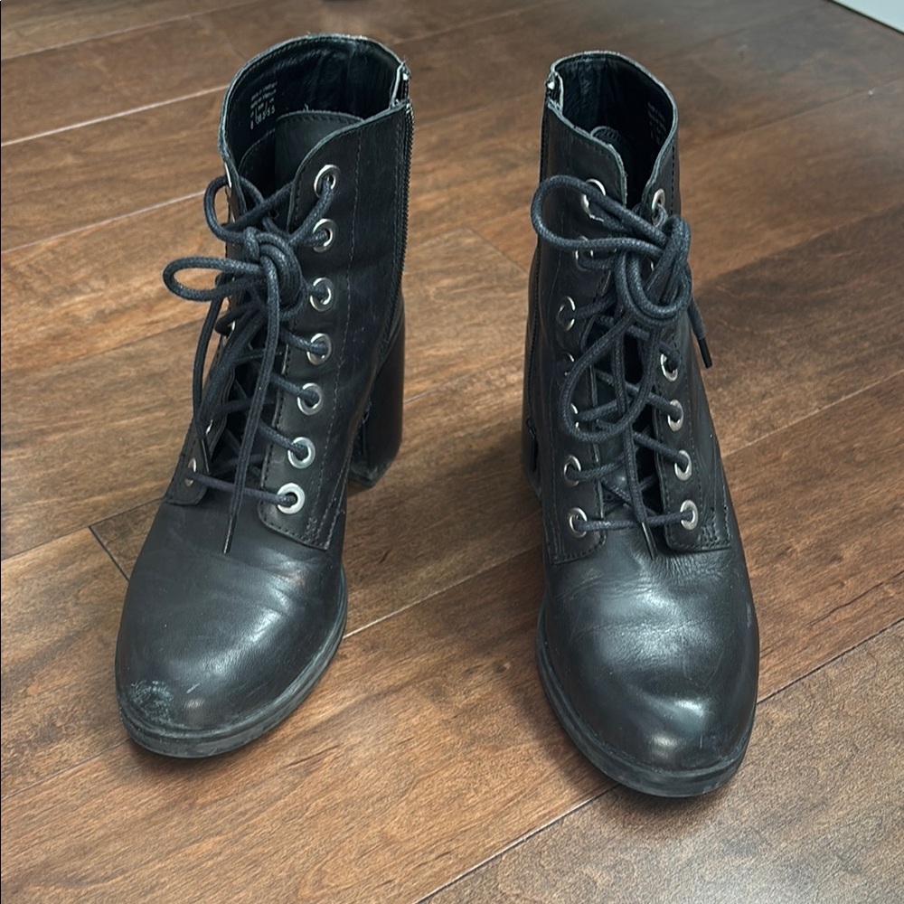 Black Lace-Up Ankle Boots